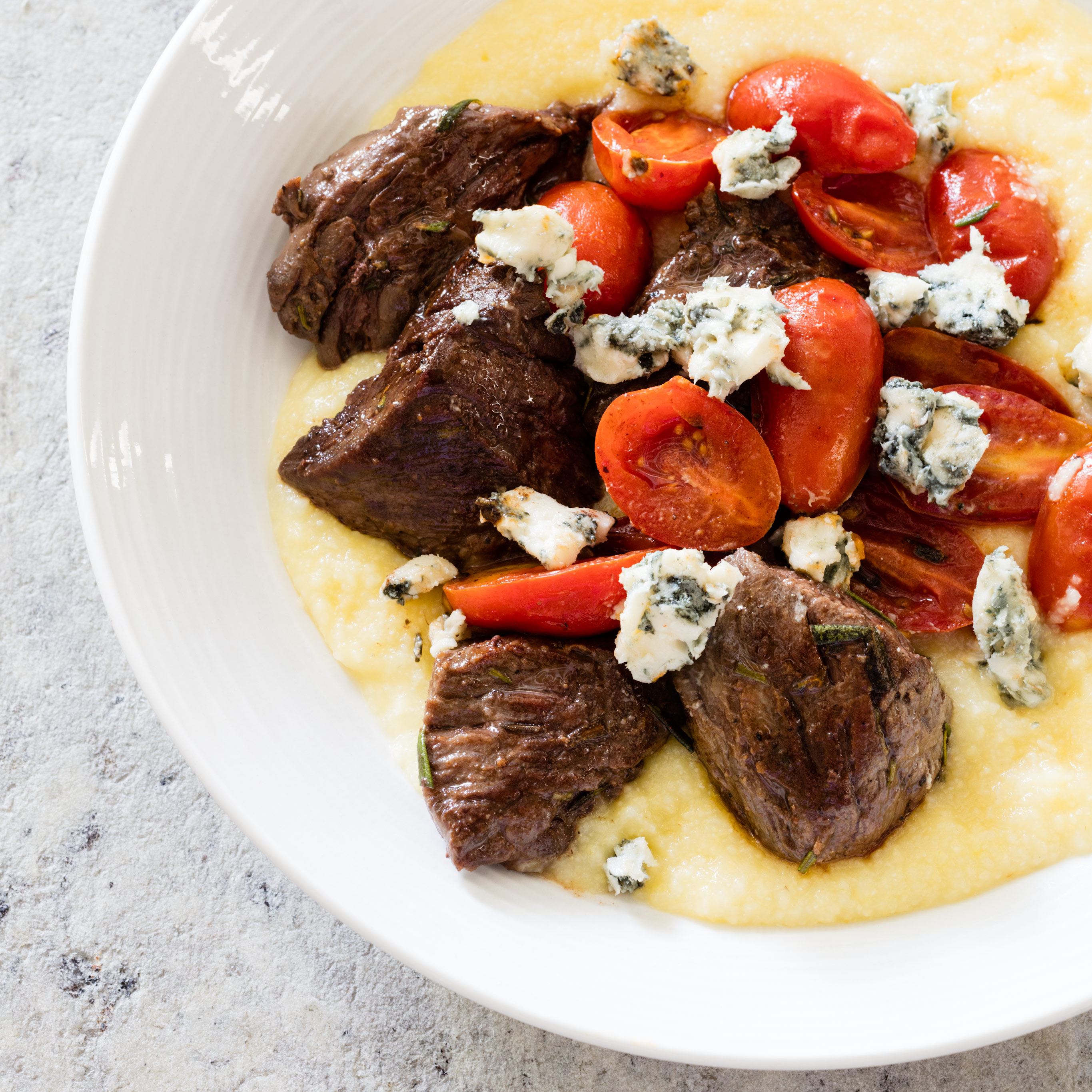 Rosemary Steak Tips with Polenta