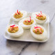 Chipotle Deviled Eggs with Pickled Radishes