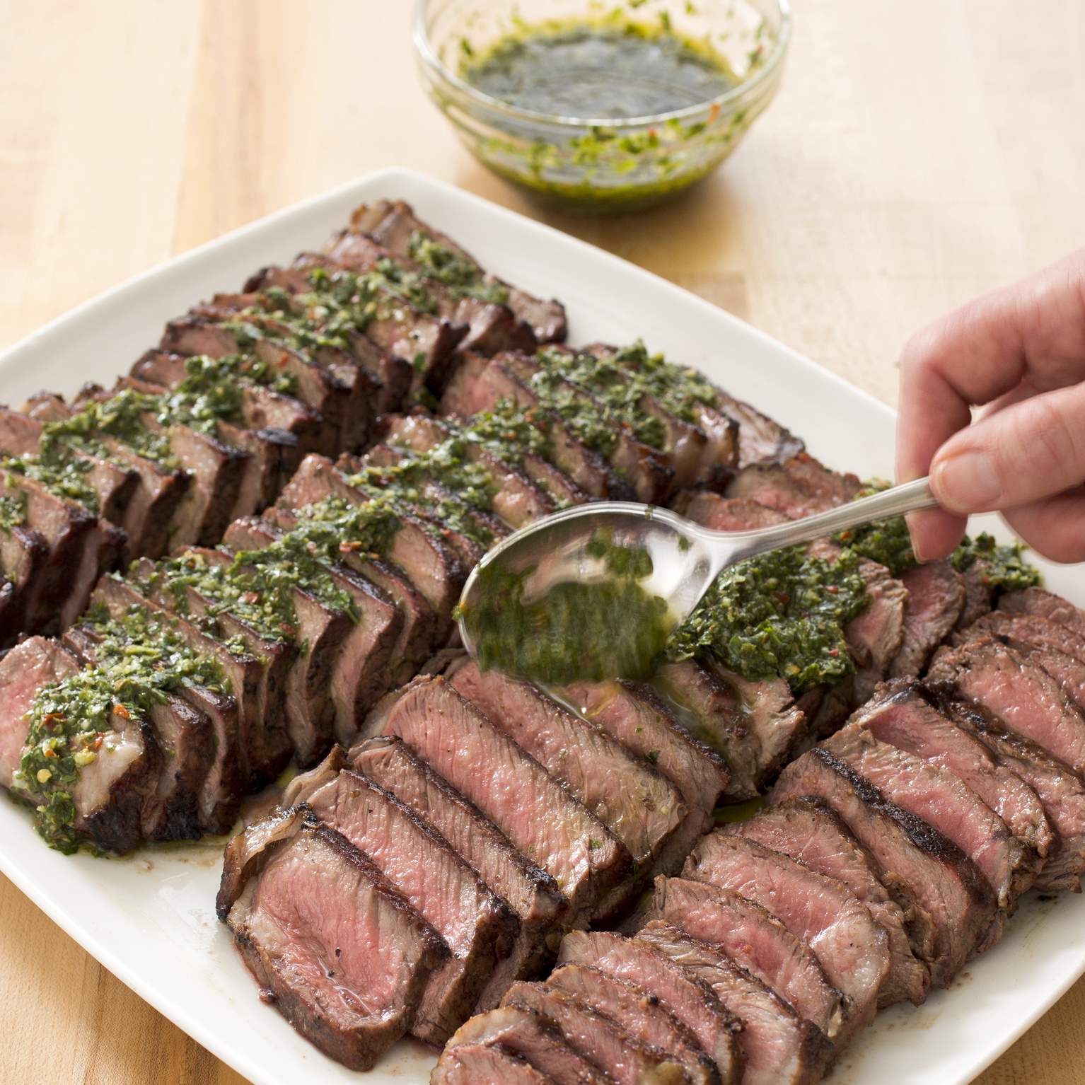 Charcoal-Grilled Argentine Steaks with Chimichurri Sauce