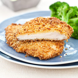 Macadamia Nut-Crusted Chicken Cutlets with Wilted Spinach- Pineapple Salad