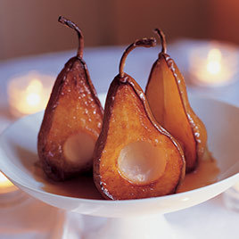 Caramelized Pears with Blue Cheese and Black Pepper-Caramel Sauce