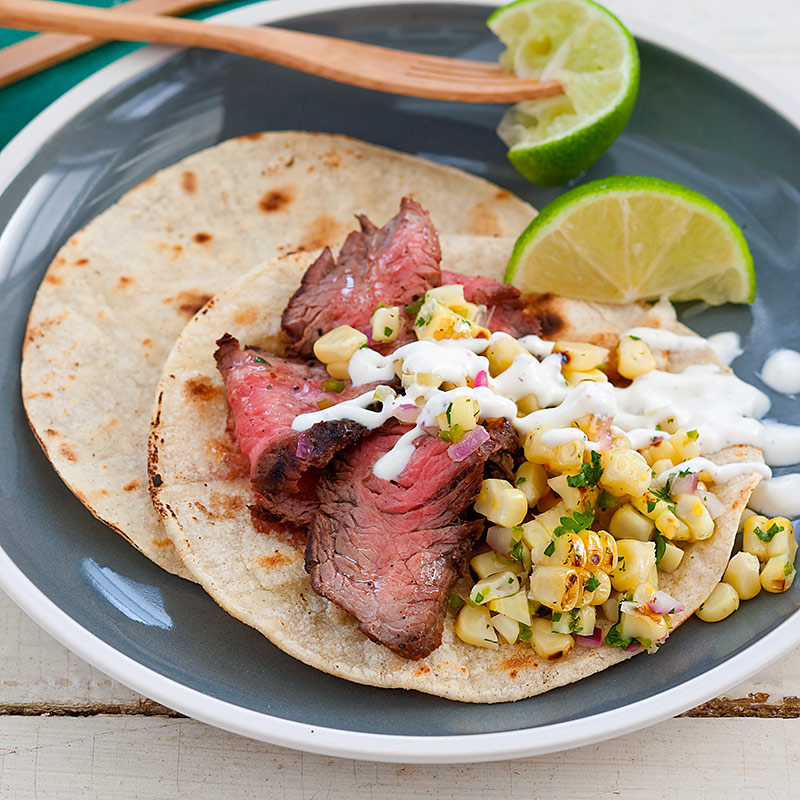 Flank Steak Tacos with Grilled Corn Salsa Recipe Cook's Country