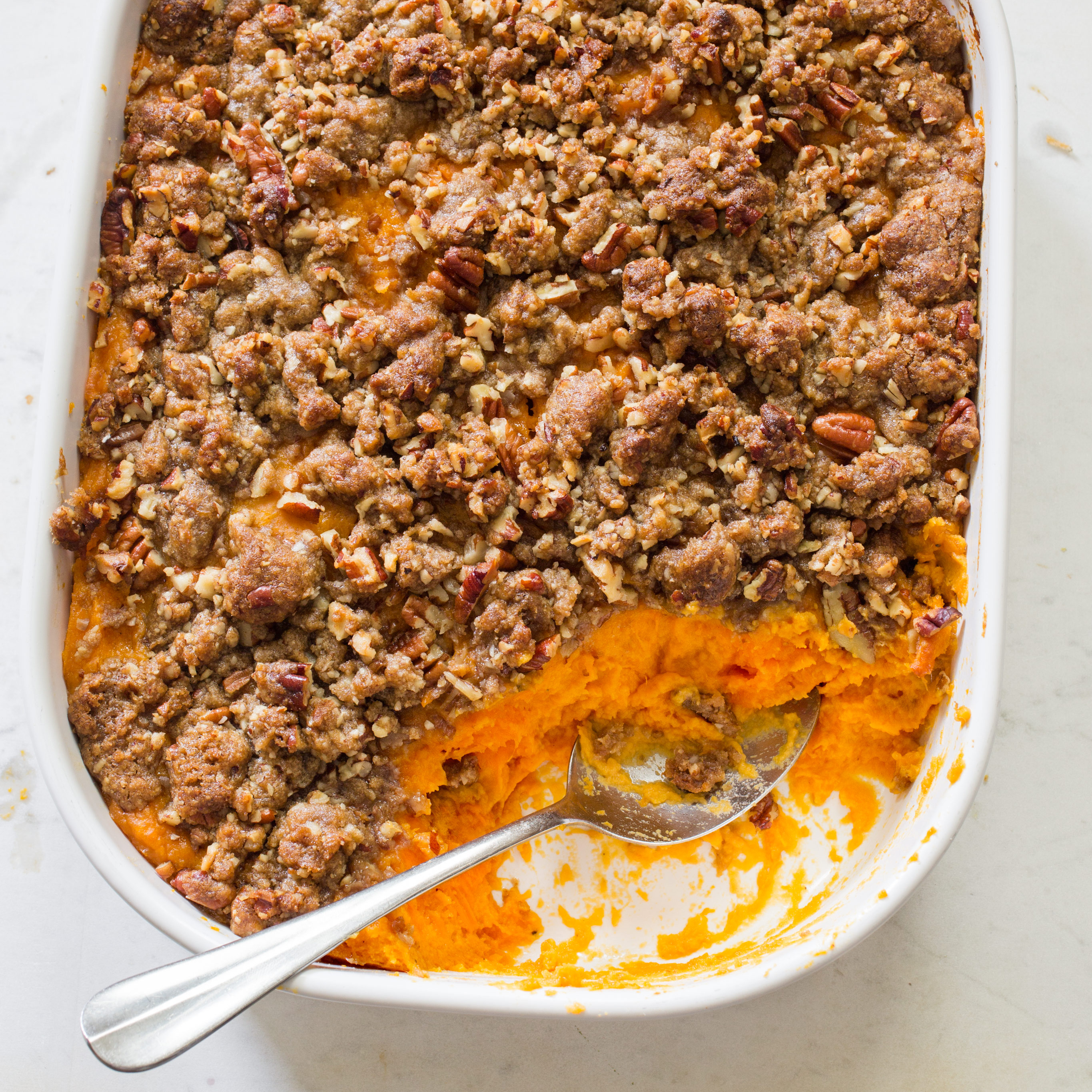 sweet potato souffle with pecan topping