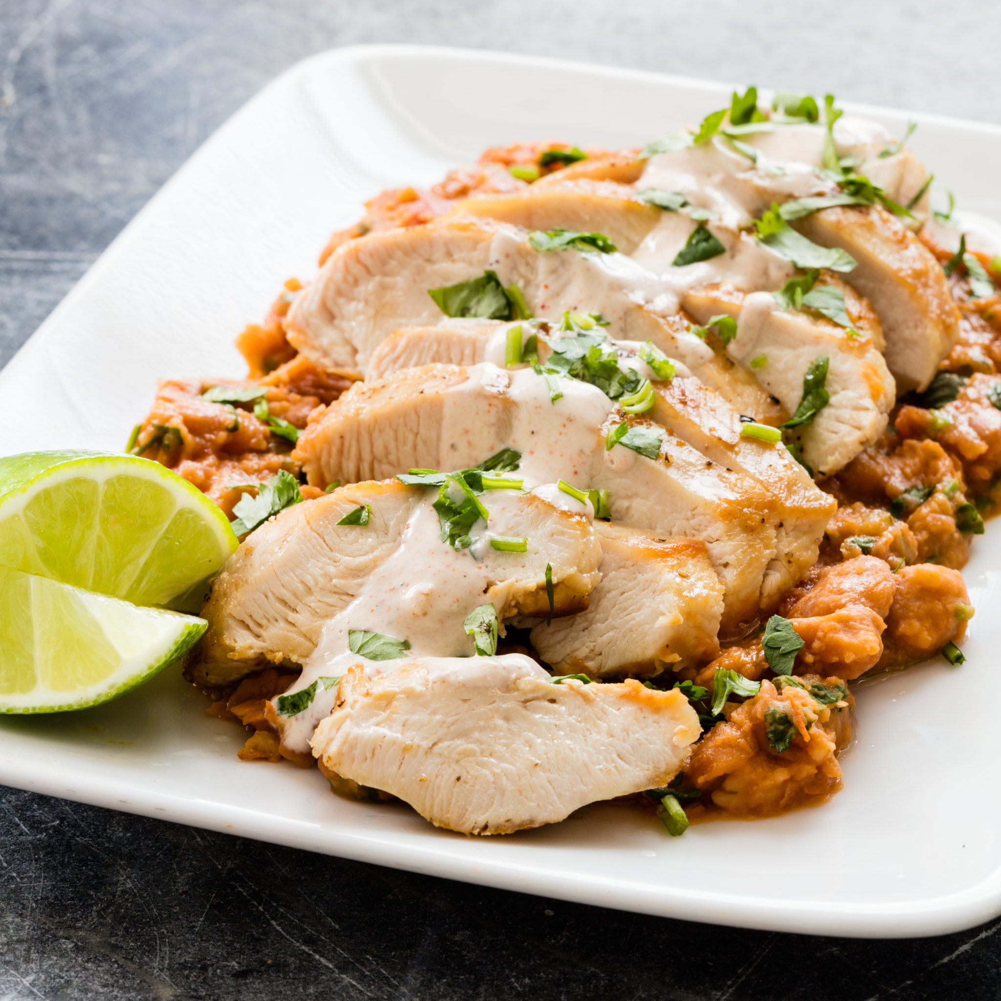 PanSeared Chicken with Spicy Pinto Beans