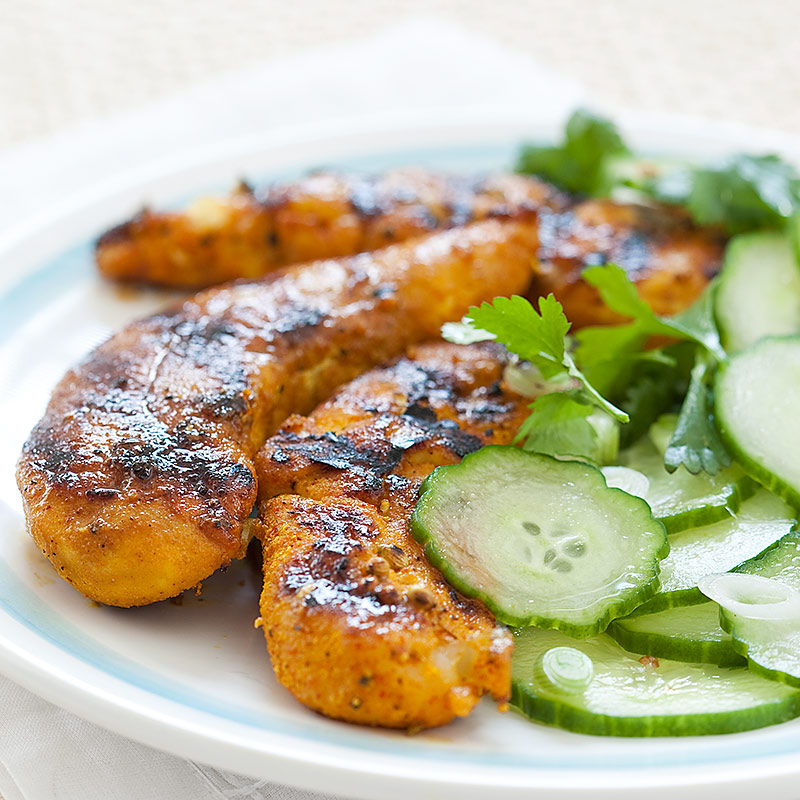 Spicy Grilled Chicken Tenders with Cucumber-Coriander ...